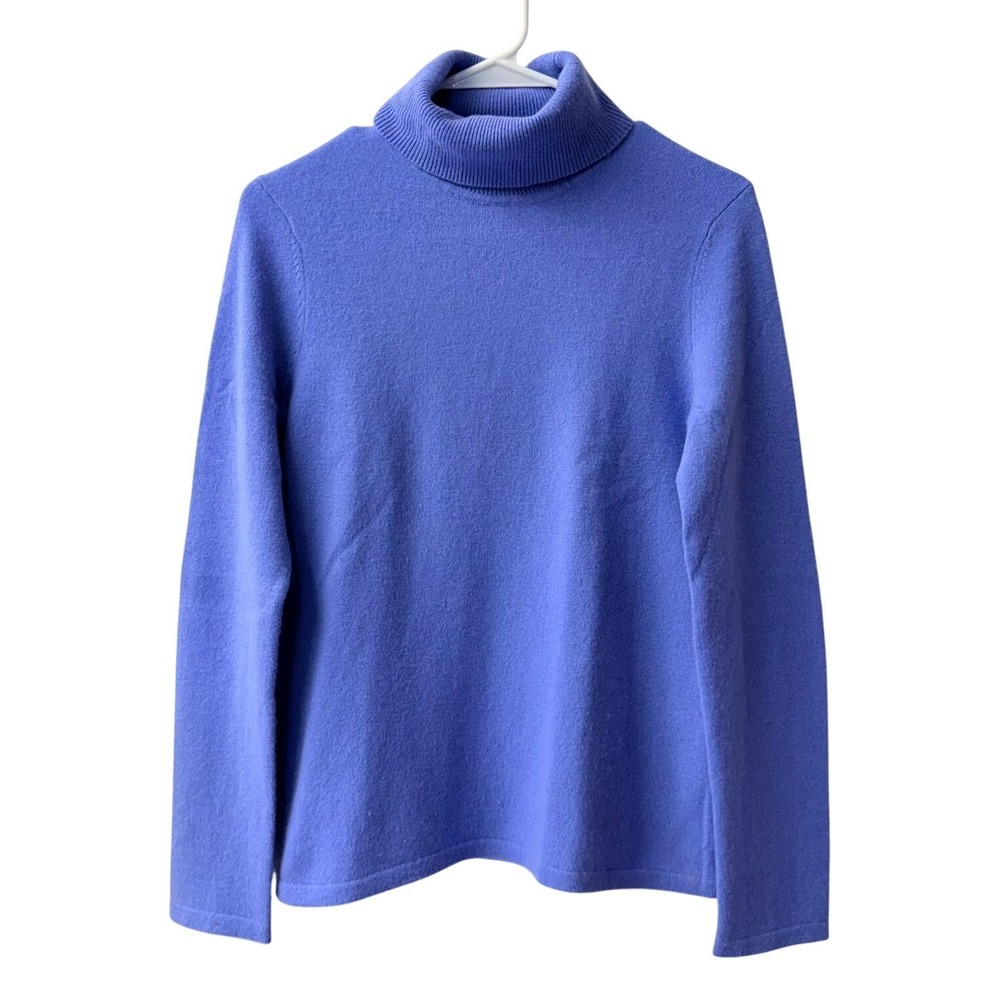 Lord & Taylor Turtleneck Sweater Womens Medium Blue 100% Cashmere Long Sleeve